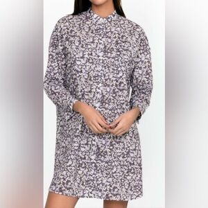 Johnny Was Purple Floral Long Sleeve Dress